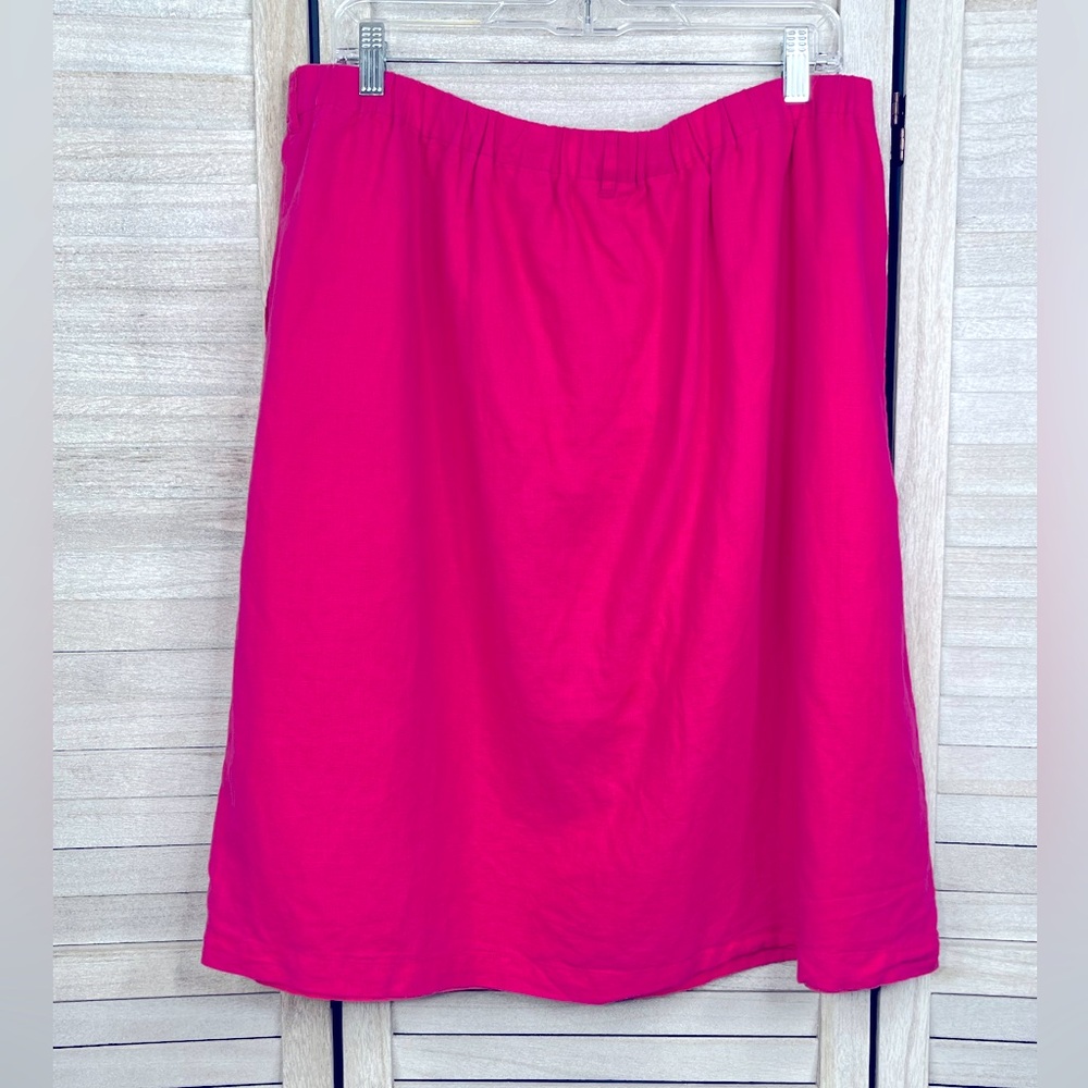 J. CREW Linen Blend Pull On Skirt Plus Size Hot Pink-XXL - Picture 2 of 2